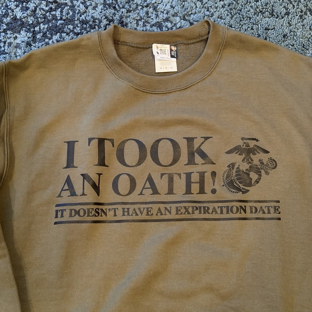USMC Marine Corps Crewneck Sweatshirt Men's Medium Green Military - Picture 2 of 13